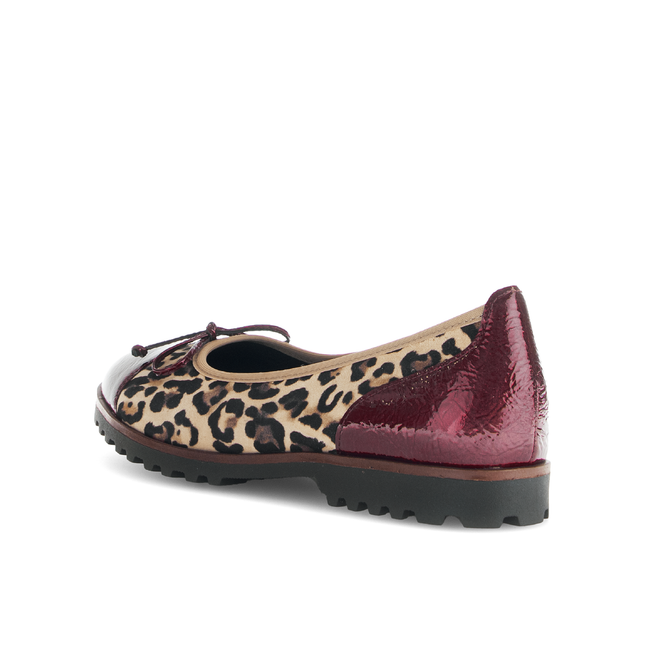 Gabor Women’s 74.100.32 Print Burgundy Flat Pump – Lace-Up Comfort Sneaker with Printed Panels