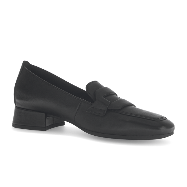 Gabor Women’s 75.261.27 Great Black Leather Loafer – Slip-On Comfort Pump