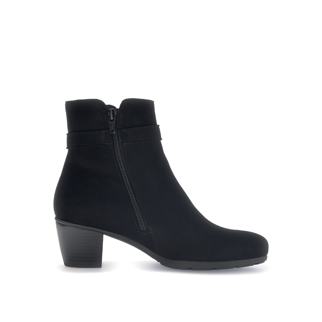 Gabor Women’s 75.523.17 Black Suede Ankle Boot – Best Fitting Comfort with Side Zip & Decorative Buckle