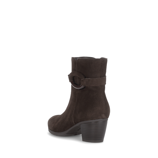 Gabor Women’s 75.523.18 Chocolate/Brown Suede Ankle Boot – Best Fitting Comfort with Side Zip & Decorative Buckle