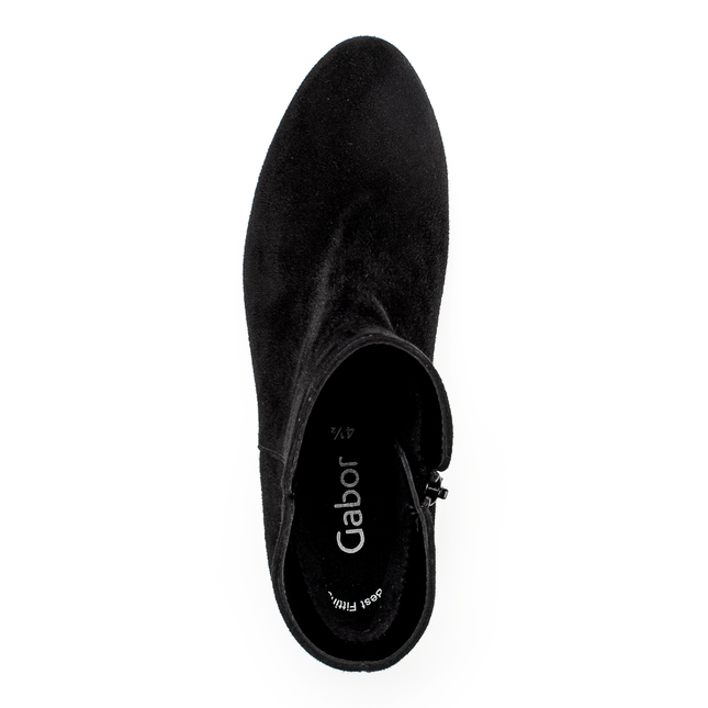 Gabor Women’s 75.680.17 Abbey Black Suede Ankle Boot – Best Fitting Comfort Block Heel Boot