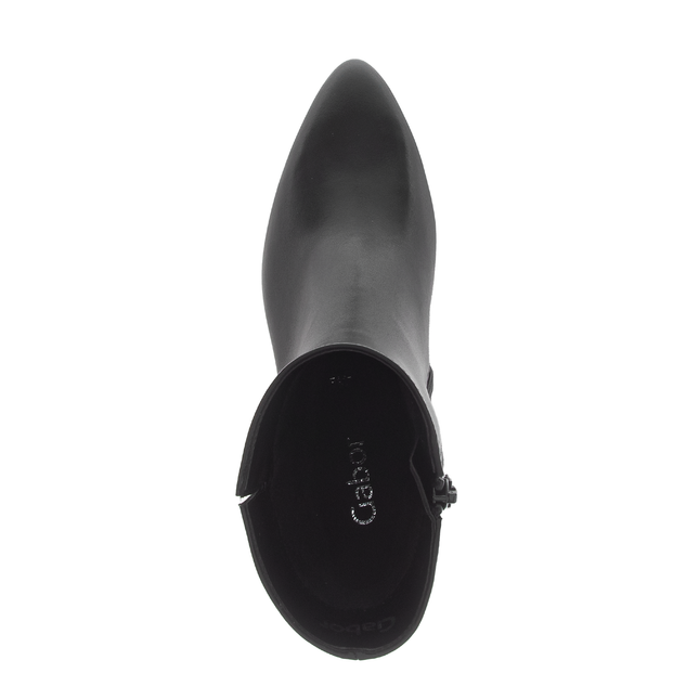 Gabor Women’s 76.701.27 Dial Black Leather Ankle Boot – Side Zip Elegant Heel Boot