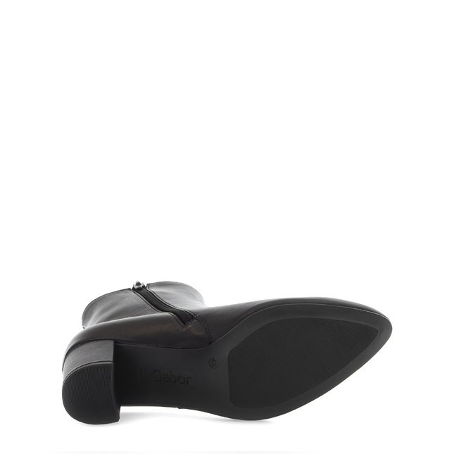 Gabor Women’s 76.701.27 Dial Black Leather Ankle Boot – Side Zip Elegant Heel Boot