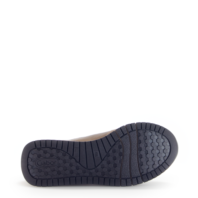 Gabor Women’s 76.446.65 Palace Trainer – Beige Leather with Light Gold Accents & Removable Insole Extra Wide Fit