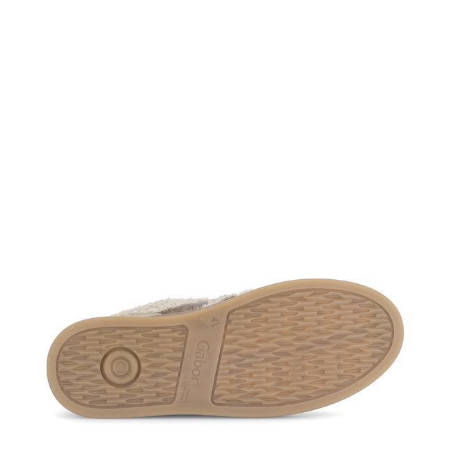 Gabor Women’s 76.475.61 Dahma Beige Wool Detail Trainer – Wide Fit Leather & Wool Panel Sneaker