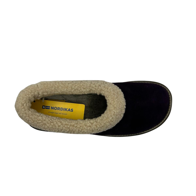Nordikas Women’s 1754-O/4 Afelpado Púrpura Purple Suede Slippers – Shearling-Trimmed Closed Heel Comfort Slipper