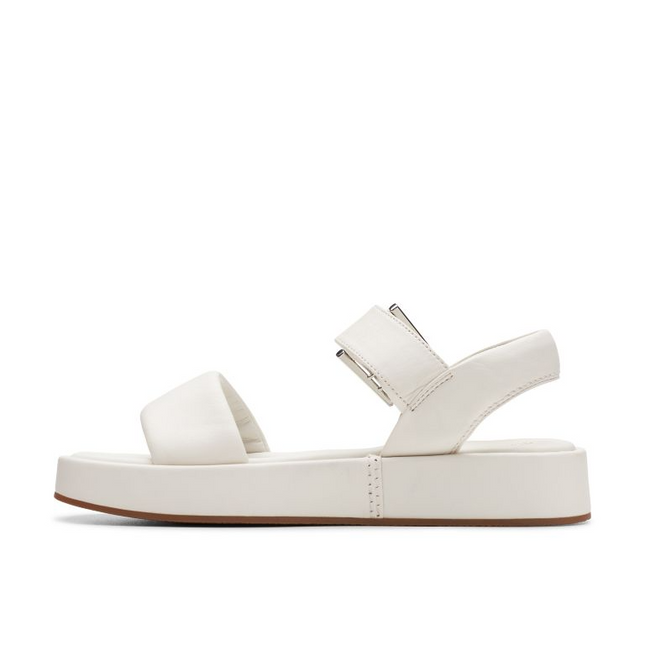 Clarks Women’s Alda Strap Off-White Leather Sandals – Elegant Slingback Heels with Comfortable Footbed & Classic Style