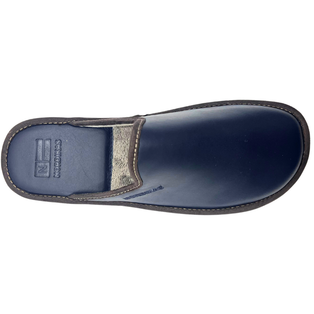 Nordikas Men’s 131 Dublin Marino Navy Leather Slip-On Slippers