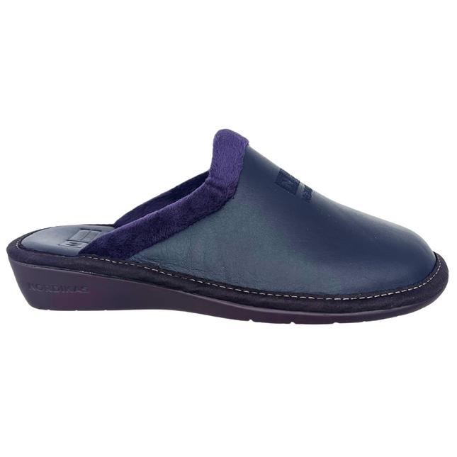 Nordikas 238 - Navy Leather / Purple Trim Ladies Slippers