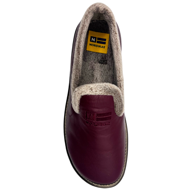 Nordikas 305-O - Burgundy Leather Ladies Slippers