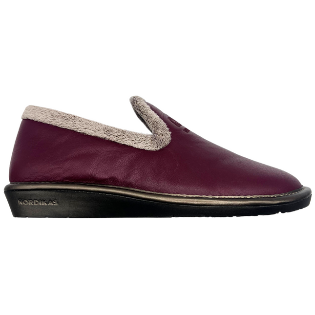 Nordikas 305-O - Burgundy Leather Ladies Slippers
