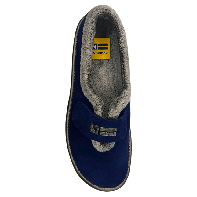 Nordikas 6348-O/4 - Afelpado Indico - Blue Suede / Snow-Brown Trim Ladies Slippers
