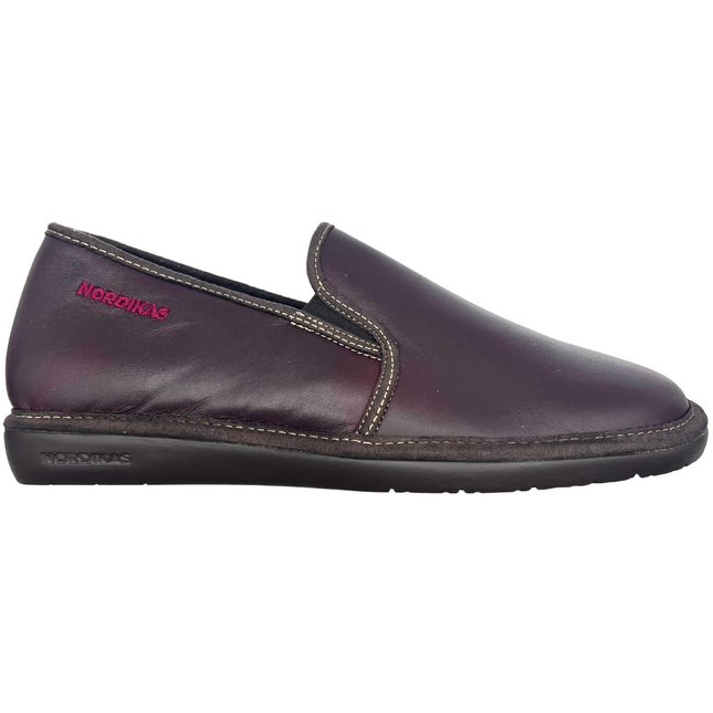Nordikas Men’s 663 Dublin 19 Burgundy Leather Slip-On Slippers – Anti-Shock Comfort Outdoor/Indoor
