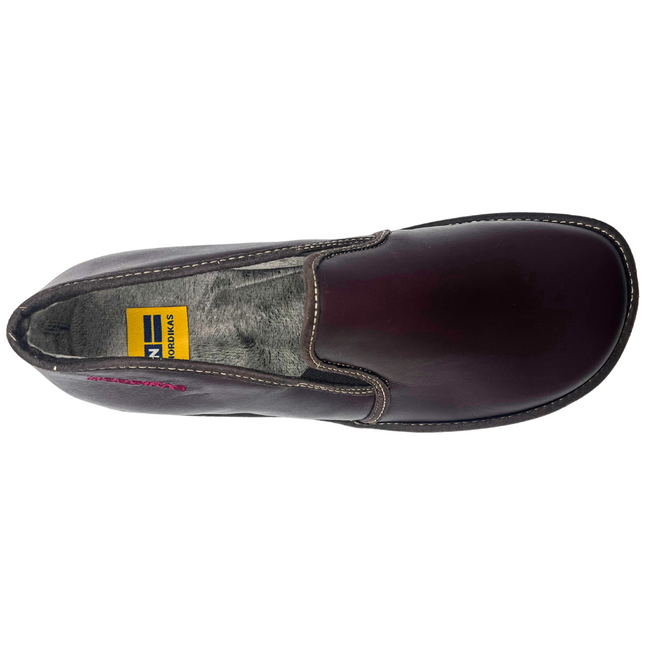 Nordikas Men’s 663 Dublin 19 Burgundy Leather Slip-On Slippers – Anti-Shock Comfort Outdoor/Indoor