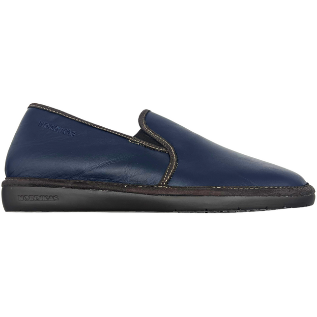 Nordikas Men’s 663 Dublin Leather Slipper – Navy Leather Casual Comfort Shoe