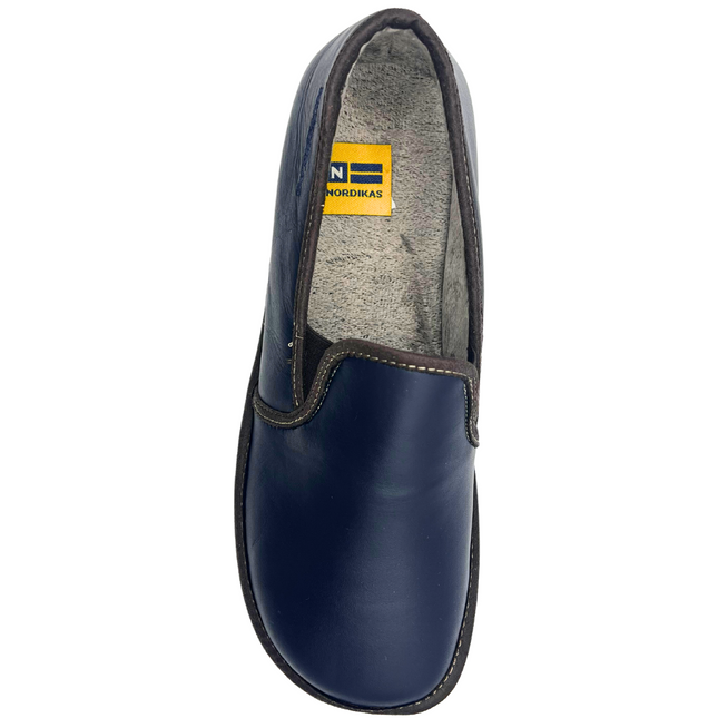 Nordikas Men’s 663 Dublin Leather Slipper – Navy Leather Casual Comfort Shoe