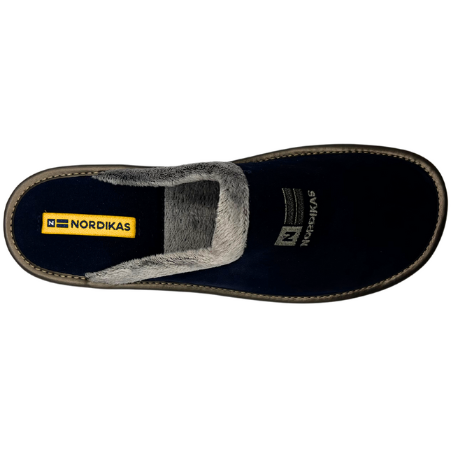 Nordikas 238-O8 - Navy Suede / Snow-Grey Trim Ladies Slippers