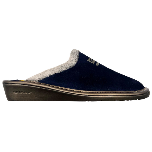 Nordikas 238-O8 - Navy Suede / Snow-Grey Trim Ladies Slippers