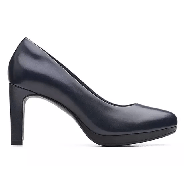 Clarks Ambyr Joy Women’s Navy Leather Court Pump – 85 mm Straight Heel & Ultimate Comfort Cushioning